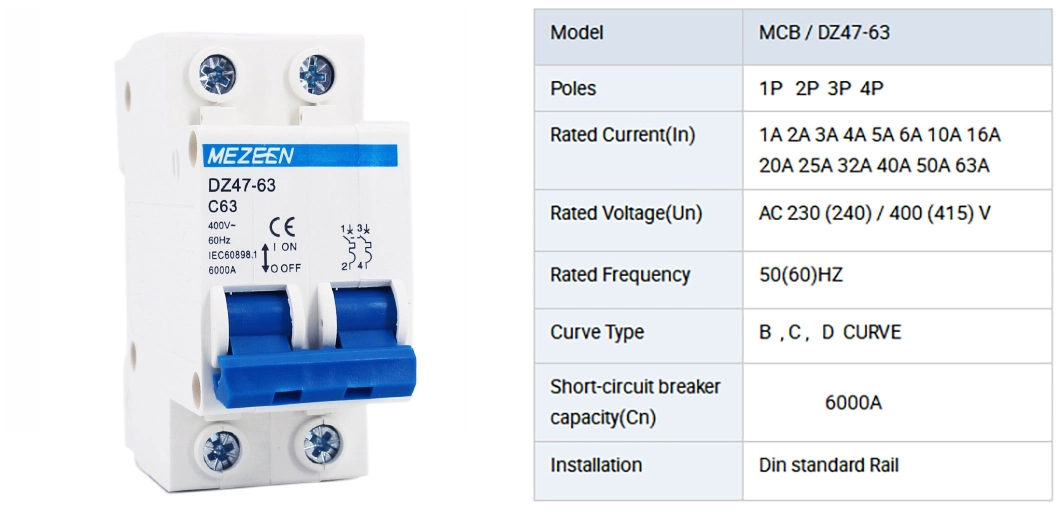 Double Phase Automatic Miniature Circuit Breaker Transfer Switch AC MCB