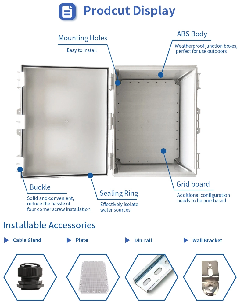 Hinged Plastic Enclosure IP67 Waterproof Junction Box for Electronic Equipment