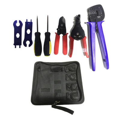 Kit attrezzi solari Borsa Attrezzi manuali Pinze a crimpare Utensile da taglio Spellacavi Tagliafili Chiave 2,5/4/6 mm² Attrezzo hardware per pannello connettore solare fotovoltaico Mc4