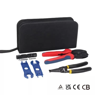 Pinza crimpatrice Network Tool PV Kit per tagliare strisce e crimpature.  Il kit di strumenti solari per reti via cavo di rete